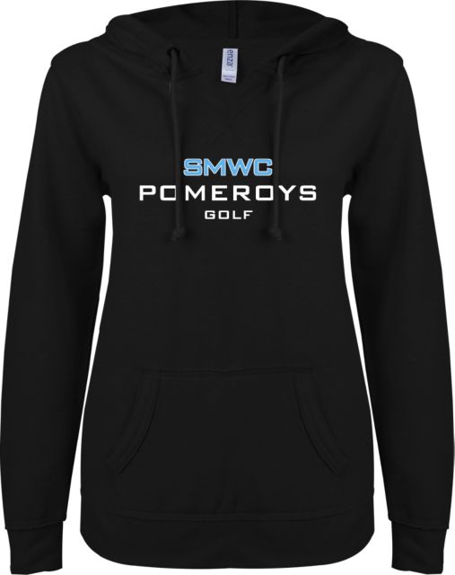 St Mary of the Woods ENZA Womens V Notch Raw Edge Fleece Hoodie SMWC Golf - ONLINE ONLY