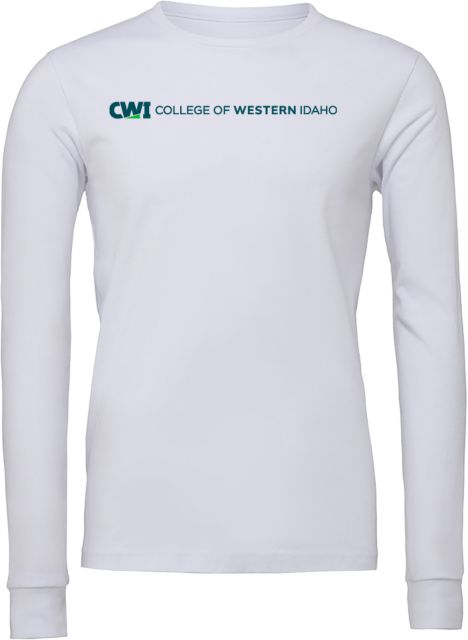 Western Idaho Bella + Canvas Jersey Cotton Long Sleeve T Shirt CWI College of Western Idaho Flat Mark - ONLINE ONLY