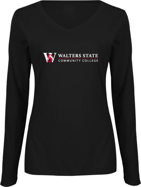 Walter State Ladies Long Sleeve V Neck Tee WS Horizontal - ONLINE ONLY