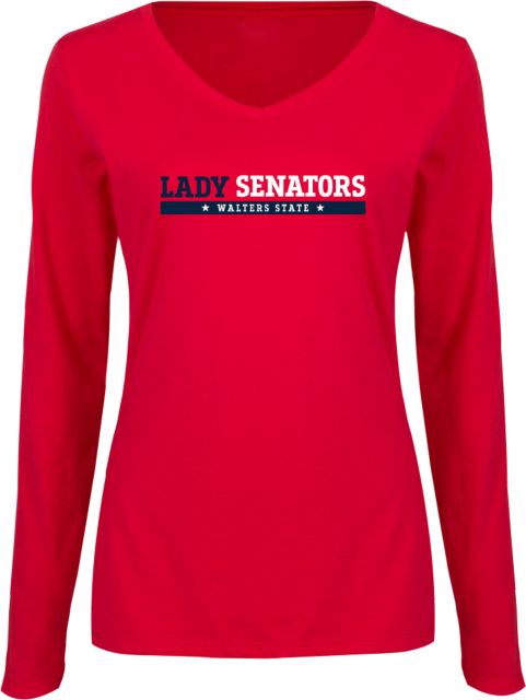 Walter State Ladies Long Sleeve V Neck Tee Lady Senators Bar - ONLINE ONLY