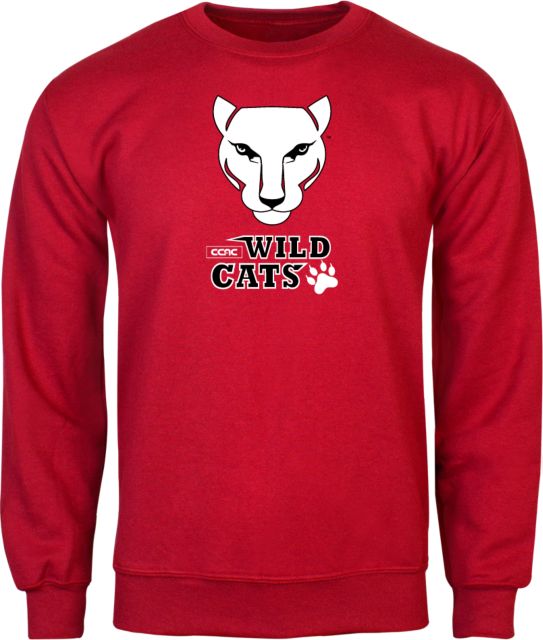 CCAC  Fleece Crew Wild Cat Head with Stacked  Wordmark - ONLINE ONLY
