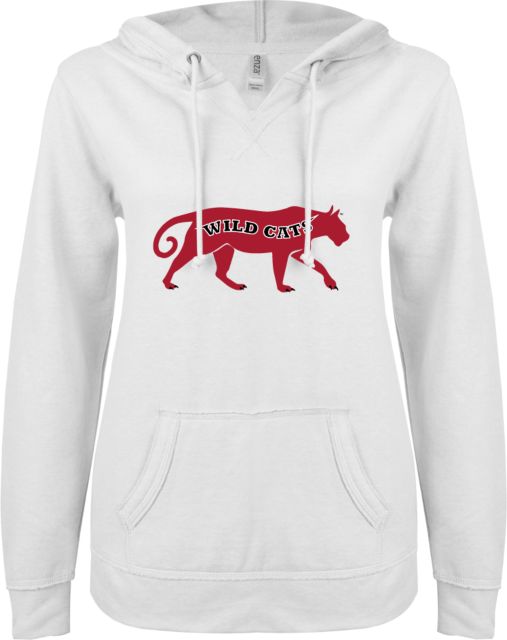 CCAC ENZA Ladies V Notch Raw Edge Fleece Hoodie Wild Cat Body - ONLINE ONLY