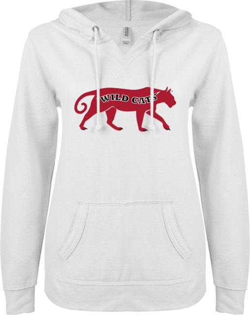 CCAC ENZA Ladies V Notch Raw Edge Fleece Hoodie Wild Cat Body - ONLINE ONLY