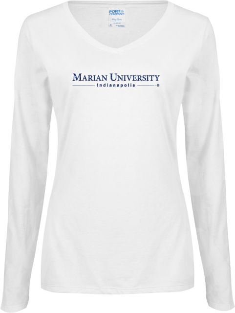 Marian Ladies Long Sleeve V Neck Tee Primary Mark Dark Glitter - ONLINE ONLY