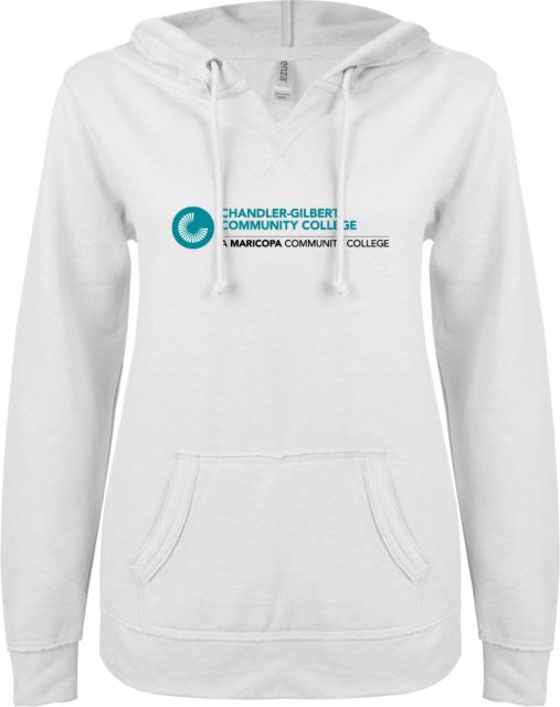 Chandler Gilbert ENZA Ladies V Notch Raw Edge Fleece Hoodie Primary Mark - ONLINE ONLY