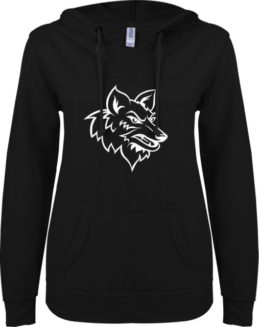 Chandler Gilbert ENZA Ladies V Notch Raw Edge Fleece Hoodie Coyote Head - ONLINE ONLY