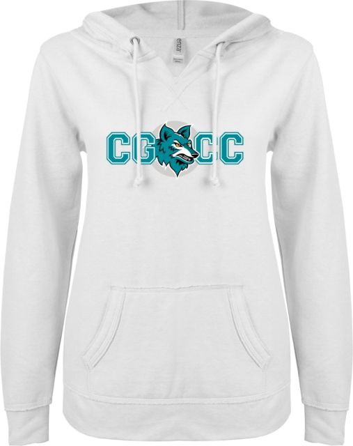 Chandler Gilbert ENZA Ladies V Notch Raw Edge Fleece Hoodie Coyote Head CGCC - ONLINE ONLY