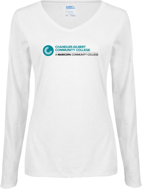 Chandler Gilbert Ladies Long Sleeve V Neck Tee Primary Mark - ONLINE ONLY