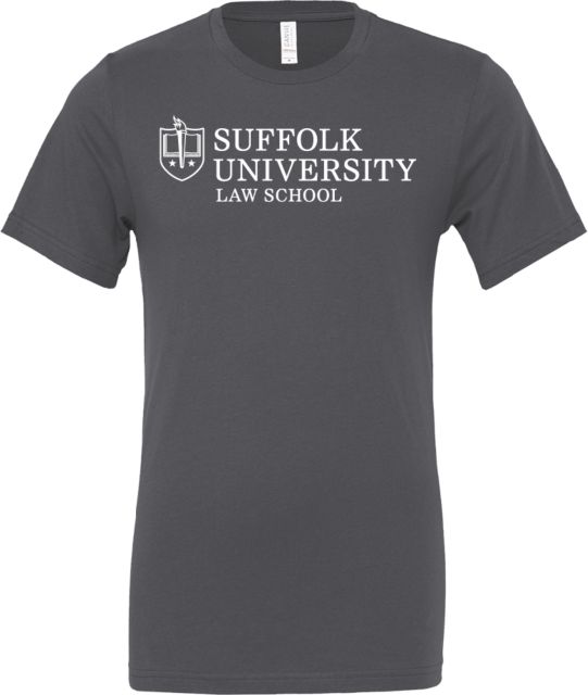 Suffolk University Bella + Canvas Asphalt Jersey Cotton T Shirt Suffolk University Law School Horizontal - ONLINE ONLY