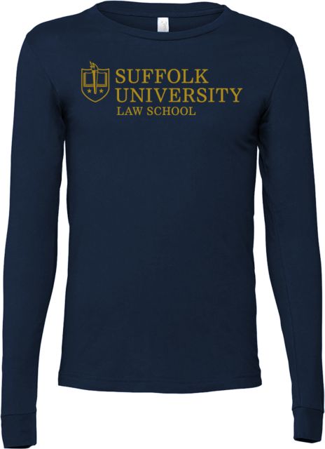 Suffolk University Bella + Canvas Jersey Cotton Long Sleeve T Shirt Suffolk University Law School Horizontal - ONLINE ONLY