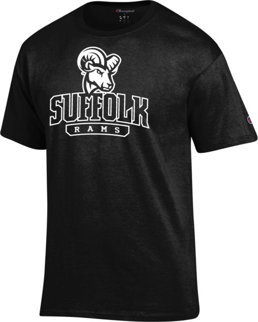 Suffolk University Champion T Shirt Suffolk Rams with Mascot Stacked - ONLINE ONLY
