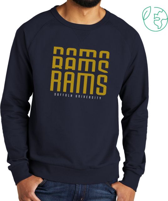 Suffolk University Allmade Organic French Terry Crewneck Sweatshirt Suffolk Rams with Mascot Stacked - ONLINE ONLY