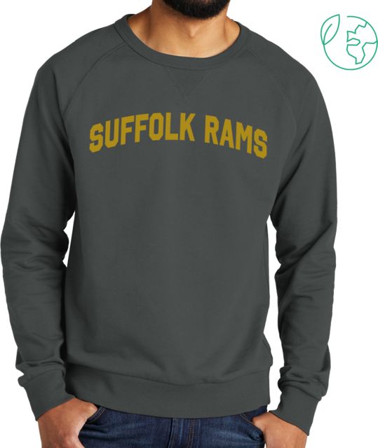 Suffolk University Allmade Organic French Terry Crewneck Sweatshirt Suffolk Rams with Mascot Stacked - ONLINE ONLY