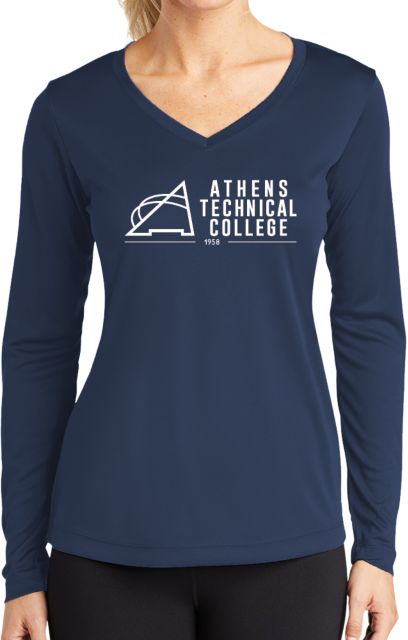 Athens Technical Womens Performance Long Sleeve V Neck Shirt Athens Technical College - ONLINE ONLY