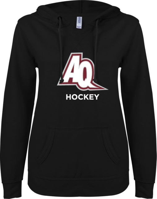 Aquinas College ENZA Womens V Notch Raw Edge Fleece Hoodie AQ Hockey - ONLINE ONLY