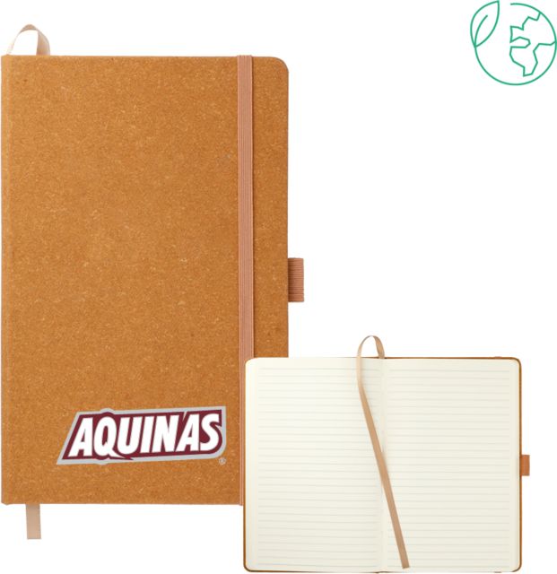 Aquinas College 5.5 x 8.5 Natural FSC Mix Recycled Leather Bound Journal Wordmark - ONLINE ONLY