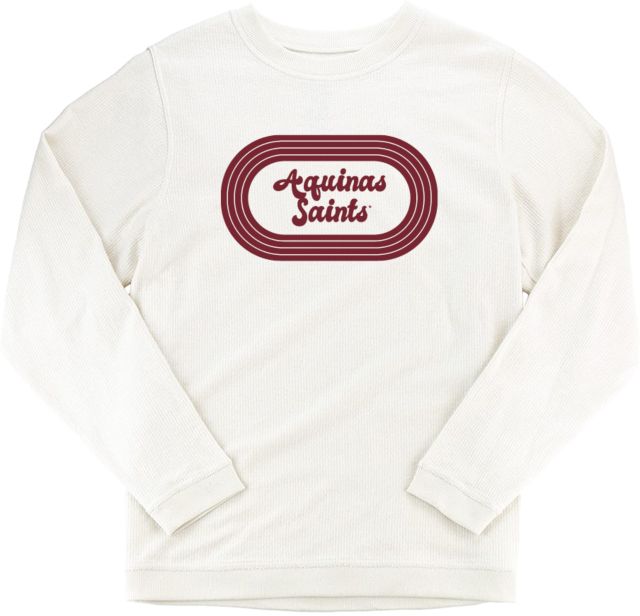 Aquinas College Boxercraft Womens Cream Corded Crew Retro Aquinas - ONLINE ONLY