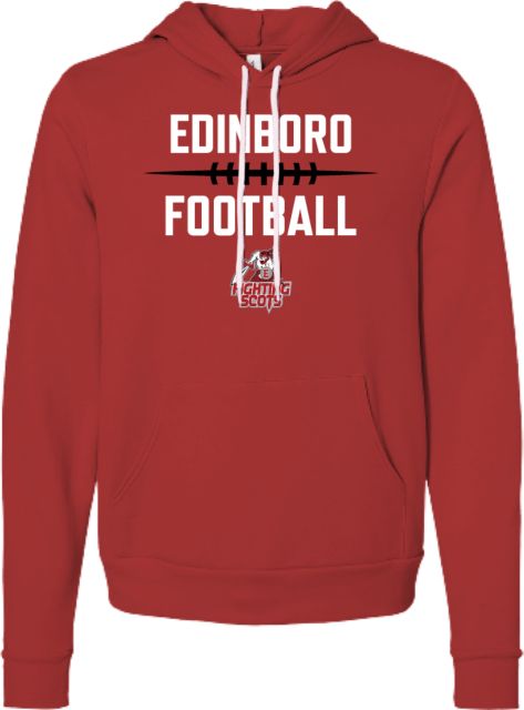 PennWest Edinboro Bella + Canvas Fleece Hood Edinboro Football Seam Stacked - ONLINE ONLY