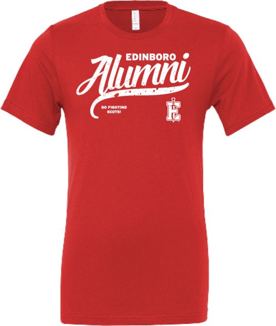 PennWest Edinboro Bella + Canvas Jersey Cotton T Shirt Edinboro Alumni Script Distressed - ONLINE ONLY