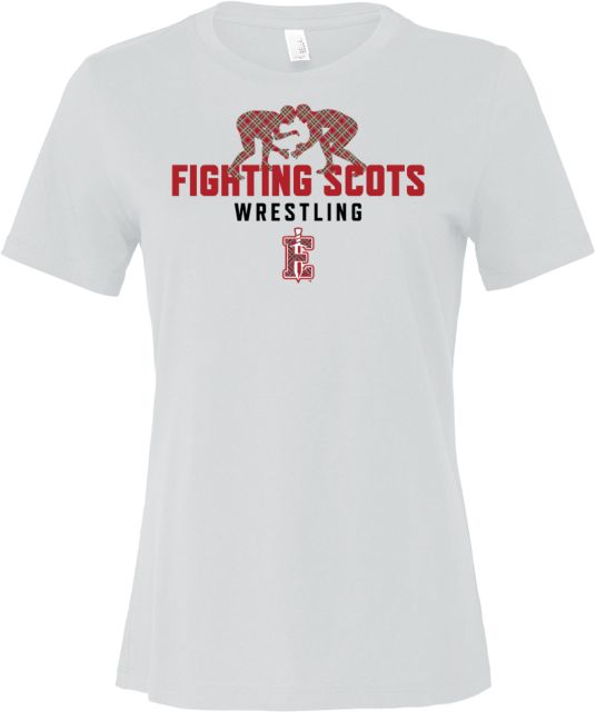 PennWest Edinboro Bella + Canvas Womens Relaxed Cotton T Shirt Fighting Scots Wrestling Silhouette - ONLINE ONLY