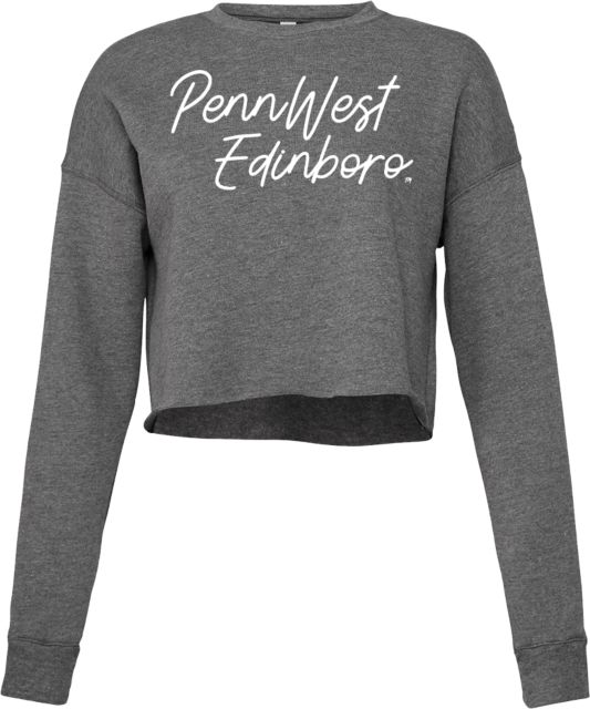 PennWest Edinboro Bella + Canvas Womens Deep Heather Cropped Fleece Crew PennWest Edinboro Script - ONLINE ONLY