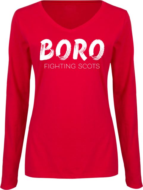 PennWest Edinboro Womens Long Sleeve V Neck Tee  Boro Fighting Scots Paint Brush - ONLINE ONLY