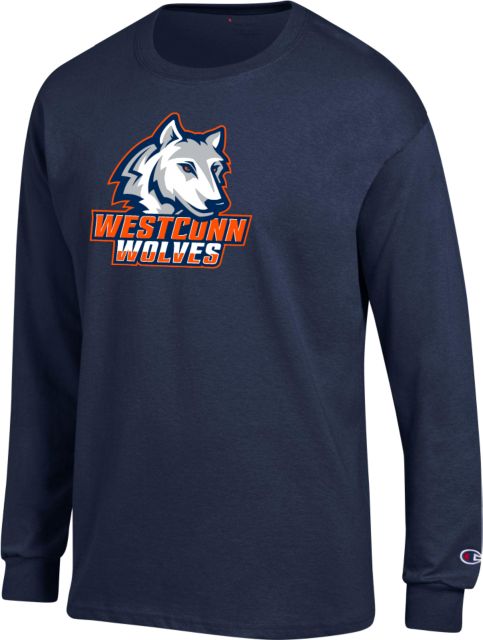 Western Connecticut Champion Long Sleeve T Shirt Westconn Wolves Athletic Mark - ONLINE ONLY