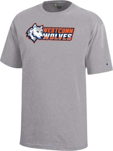 Western Connecticut Champion Youth Short Sleeve Tee Westconn Wolves Mascot Head Left - ONLINE ONLY