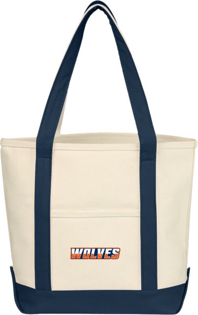 Western Connecticut Cotton Canvas Natural/Navy Tote Bag Athletic Wordmark - ONLINE ONLY