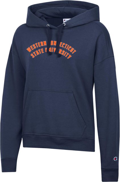 Western Connecticut Champion Womens Powerblend Pullover Hood Arched School Name - ONLINE ONLY