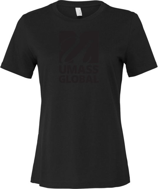 UMass Global Bella + Canvas Womens Relaxed Cotton T Shirt UMass Global Black - ONLINE ONLY