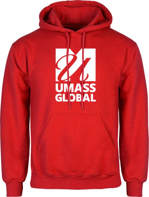 UMass Global Red Fleece Hoodie  UMass Global Primary Logo Stacked - ONLINE ONLY