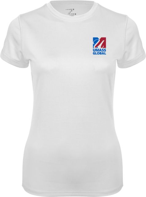 UMass Global Womens Performance Short Sleeve Tee  UMass Global Primary Logo Stacked - ONLINE ONLY