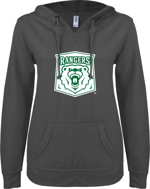 Wisconsin Parkside ENZA Womens V Notch Raw Edge Fleece Hoodie Primary Athletic Mark - ONLINE ONLY