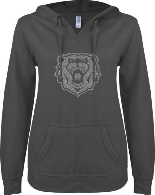 Wisconsin Parkside ENZA Womens V Notch Raw Edge Fleece Hoodie A Soft Glitter - ONLINE ONLY