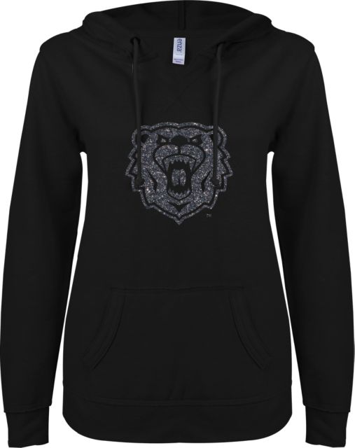 Wisconsin Parkside ENZA Womens V Notch Raw Edge Fleece Hoodie F Soft Glitter - ONLINE ONLY
