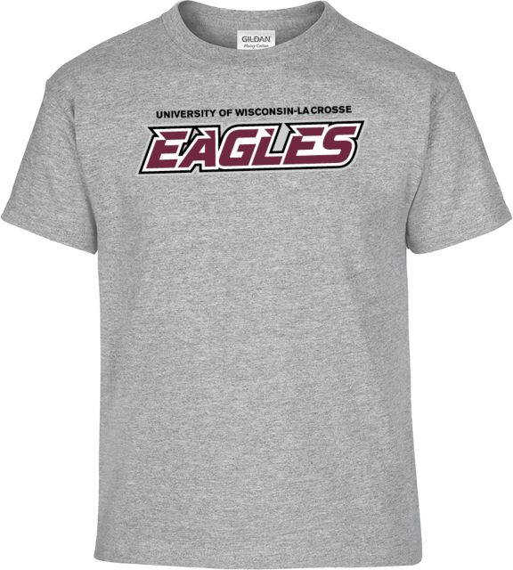  University of Wisconsin La Crosse Official Eagles Logo Unisex  Adult T-Shirt, Black, Small : Sports & Outdoors