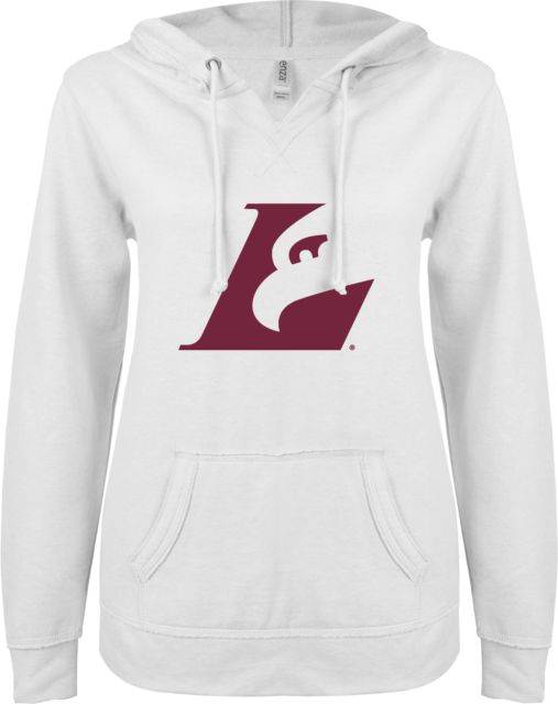Wisconsin La Crosse ENZA Ladies V Notch Raw Edge Fleece Hoodie Eagle L - ONLINE ONLY