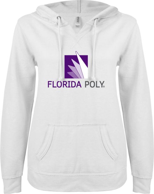 Florida Poly Univ ENZA Ladies V Notch Raw Edge Fleece Hoodie Florida Poly - ONLINE ONLY