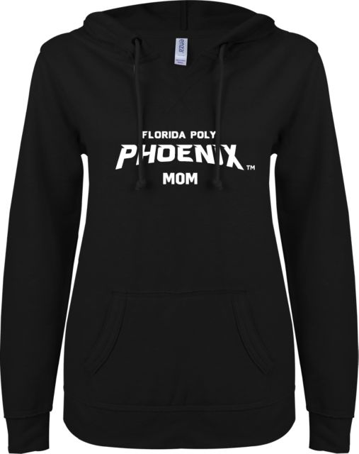 Florida Poly Univ ENZA Ladies V Notch Raw Edge Fleece Hoodie Phoenix Mom - ONLINE ONLY