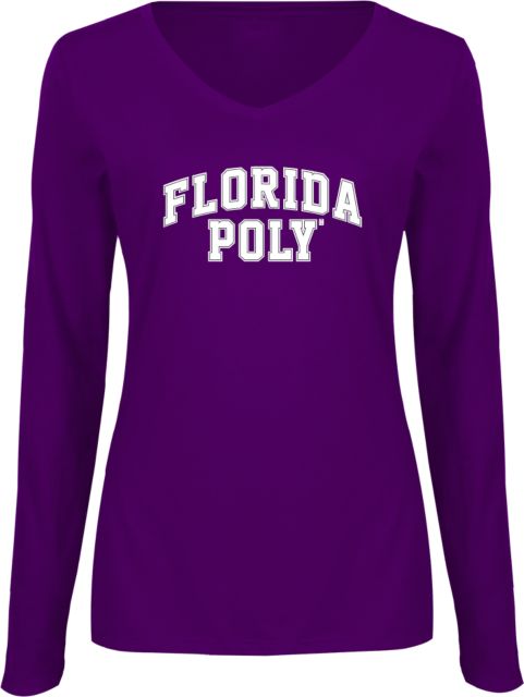 Florida Poly Univ Ladies Long Sleeve V Neck Tee Florida Poly Arched - ONLINE ONLY