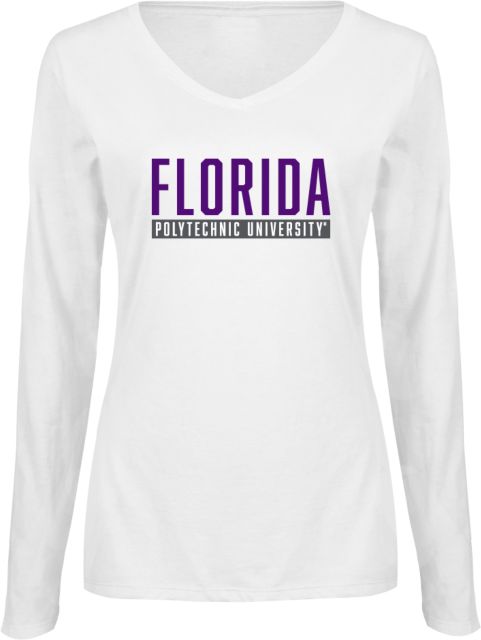 Florida Poly Univ Ladies Long Sleeve V Neck Tee Bar - ONLINE ONLY
