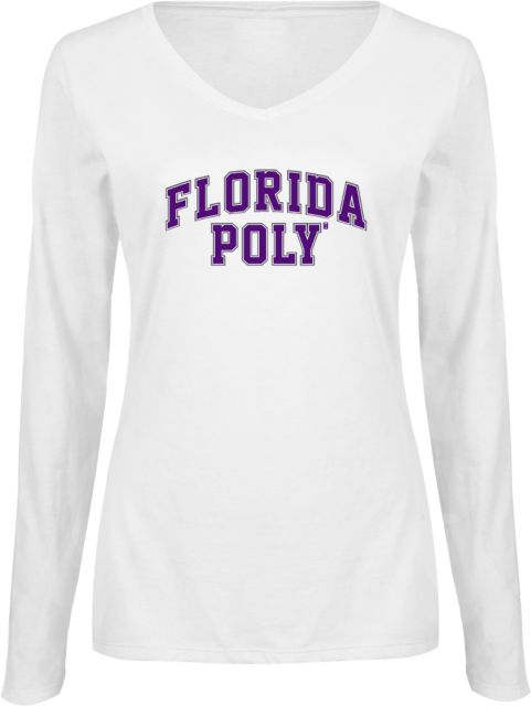 Florida Poly Univ Ladies Long Sleeve V Neck Tee Florida Poly Arched - ONLINE ONLY