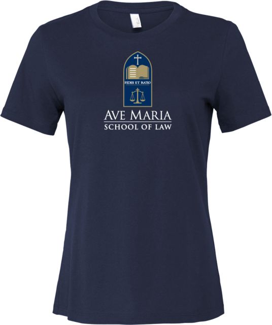 Ave Maria Law Bella + Canvas Womens Relaxed Cotton T Shirt Ave Maria School of Law Logo Stacked - ONLINE ONLY