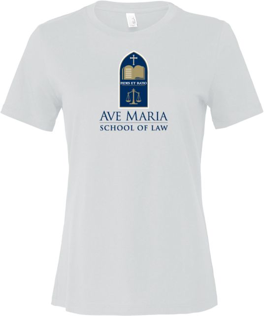 Ave Maria Law Bella + Canvas Womens Relaxed Cotton T Shirt Ave Maria School of Law Logo Stacked - ONLINE ONLY