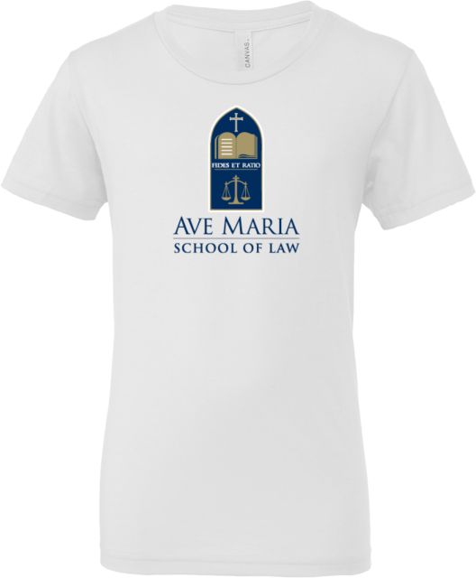 Ave Maria Law Bella + Canvas Youth Jersey T Shirt Ave Maria School of Law Logo Stacked - ONLINE ONLY