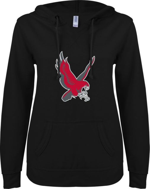 Montclair State ENZA Ladies V Notch Raw Edge Fleece Hoodie Mascot - ONLINE ONLY