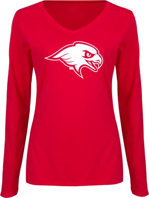 Montclair State Ladies Long Sleeve V Neck Tee Mascot Head - ONLINE ONLY