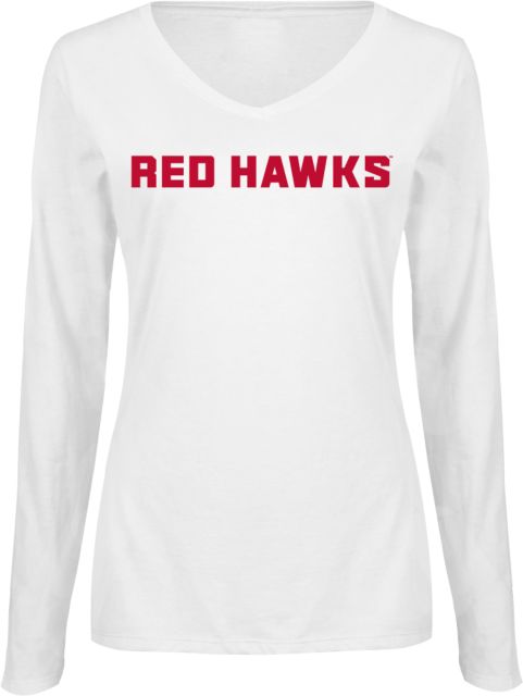 Montclair State Ladies Long Sleeve V Neck Tee Hawks Word Mark - ONLINE ONLY