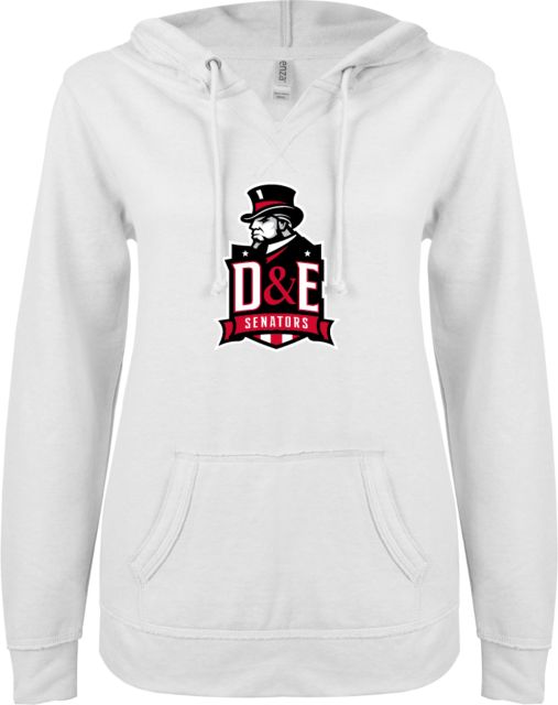 Davis & Elkins ENZA Womens V Notch Raw Edge Fleece Hoodie DE Senators - ONLINE ONLY